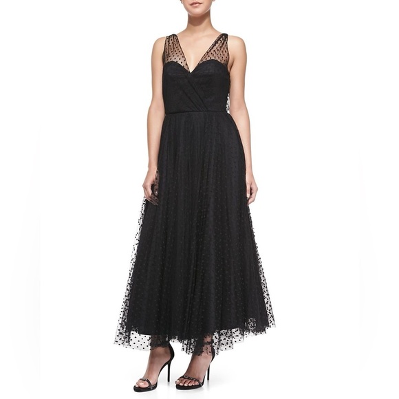 MILLY Grace Black Long Tulle Gown - Picture 5 of 11